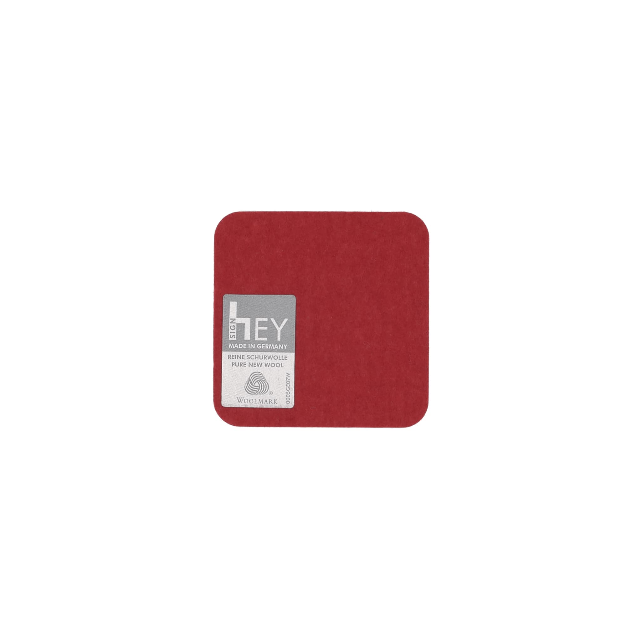 Square Felt Coaster in Red by Hey-Sign 300160902 looking at Back