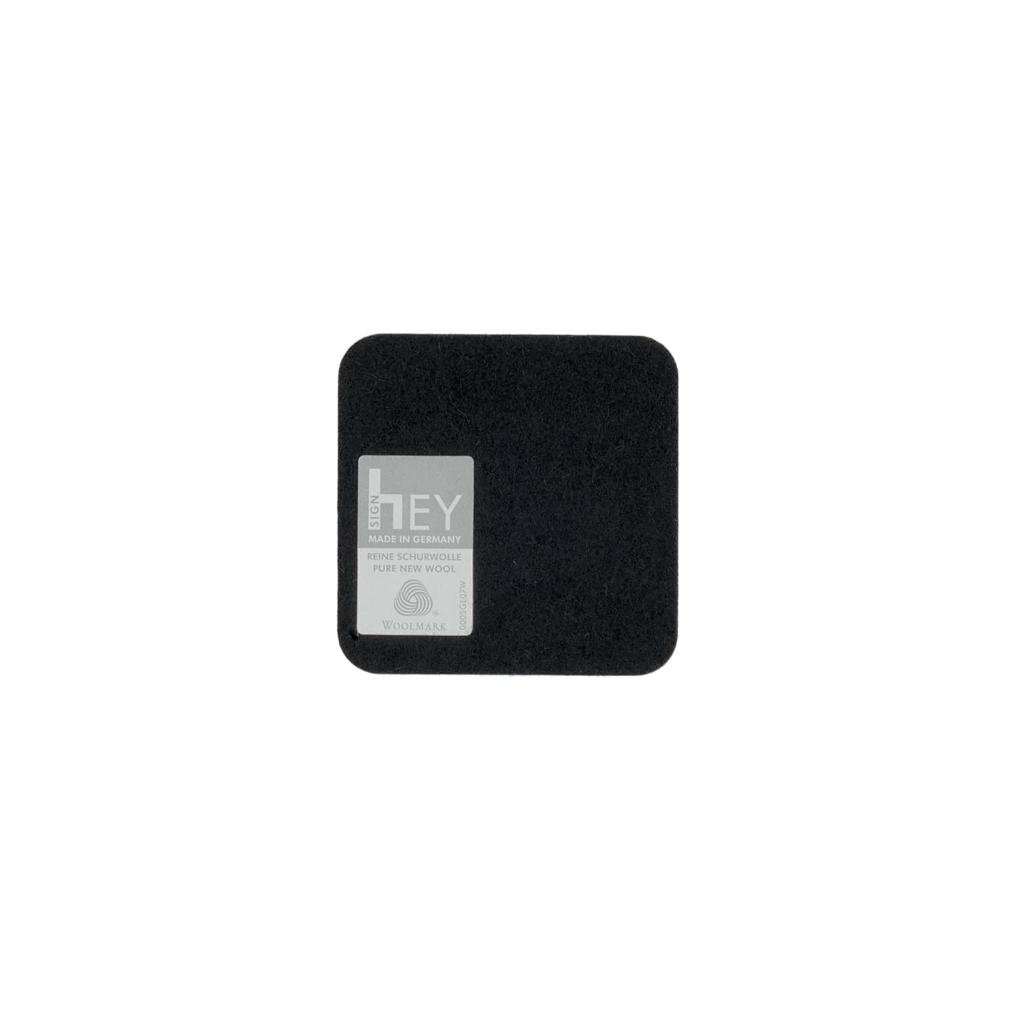 Square Felt Coaster in Black by Hey-Sign 300160902 looking at Back