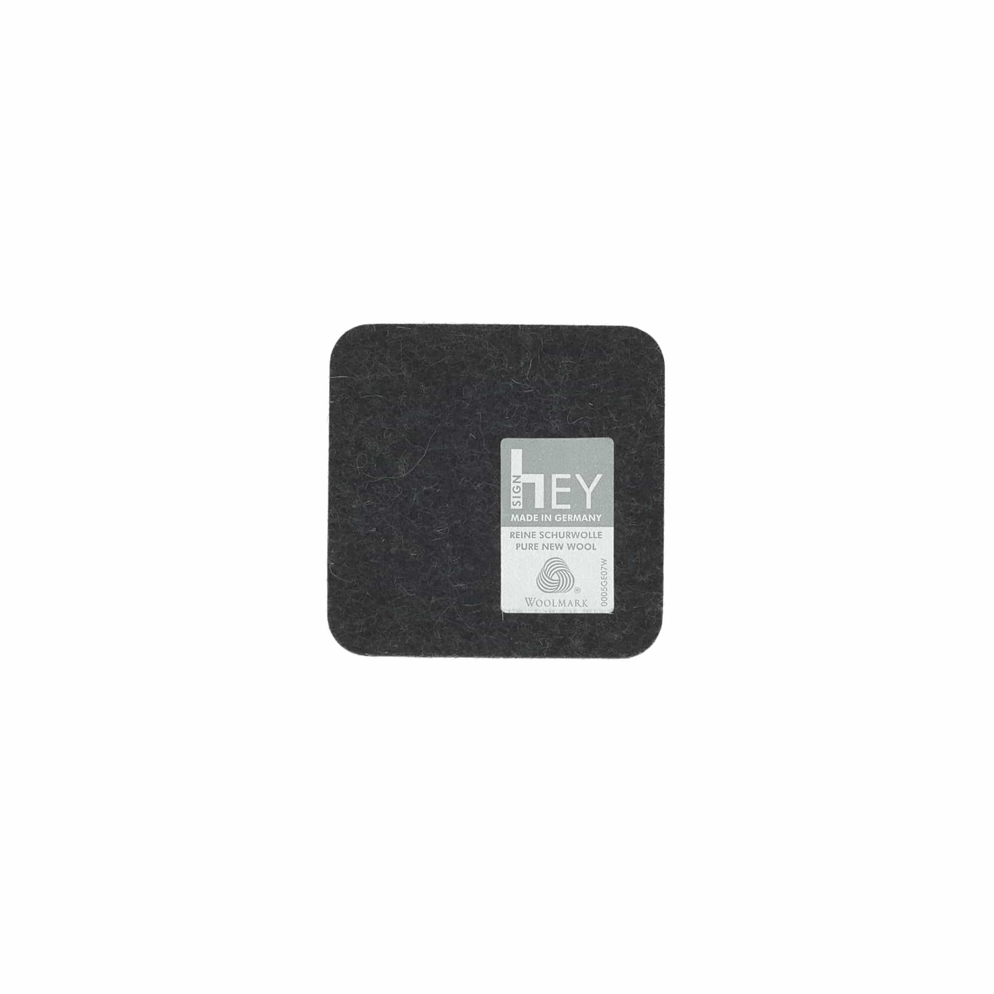 Square Felt Coaster in Graphite by Hey-Sign 300160908 looking at Front