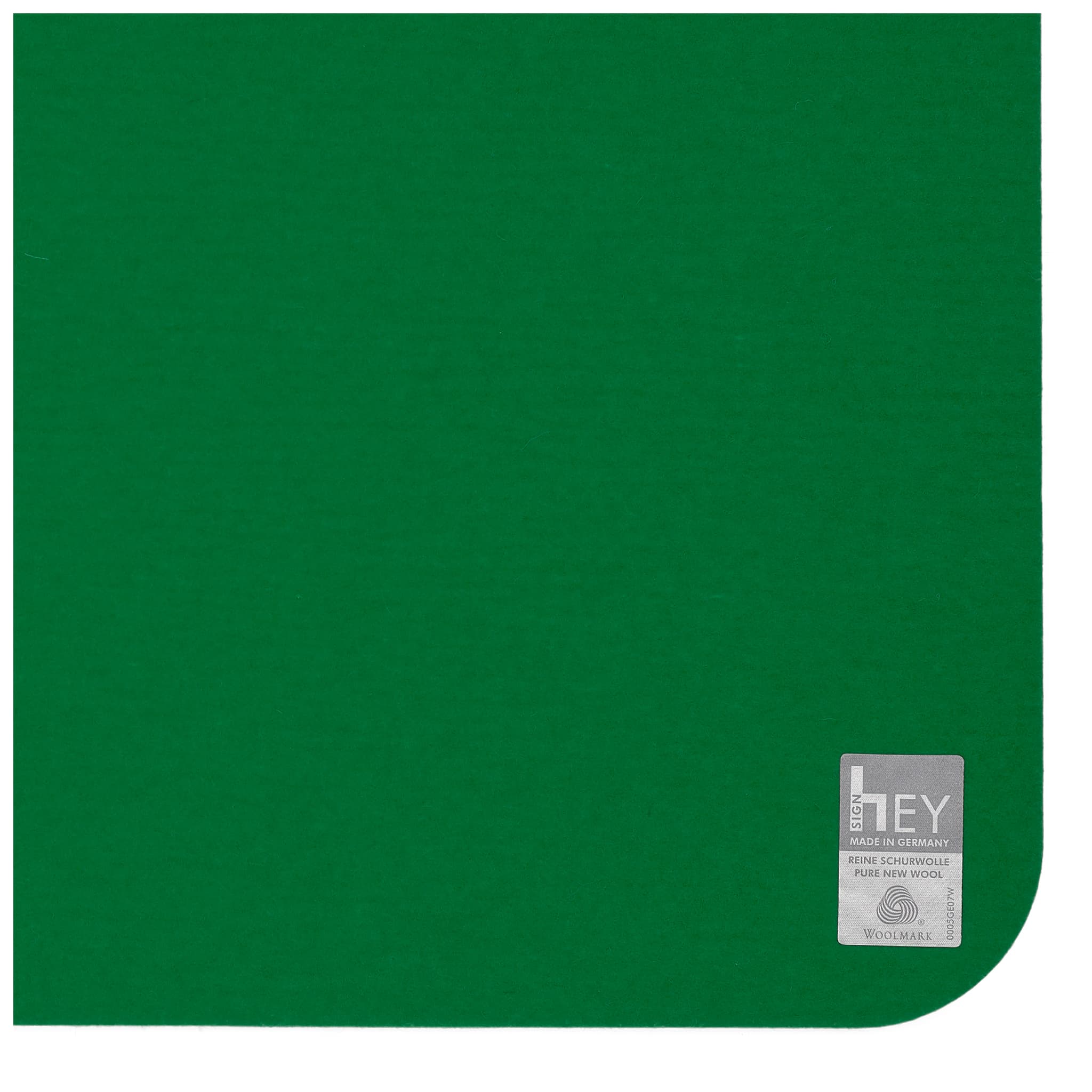 Rectangular Felt Placemat in Dark-Green by Hey-Sign 300134502 looking at Closeup-Label